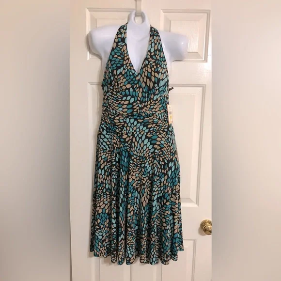 Candie's | Dresses | Nwt Candies Halter Dress Size Xl Blue Brown | Poshmark